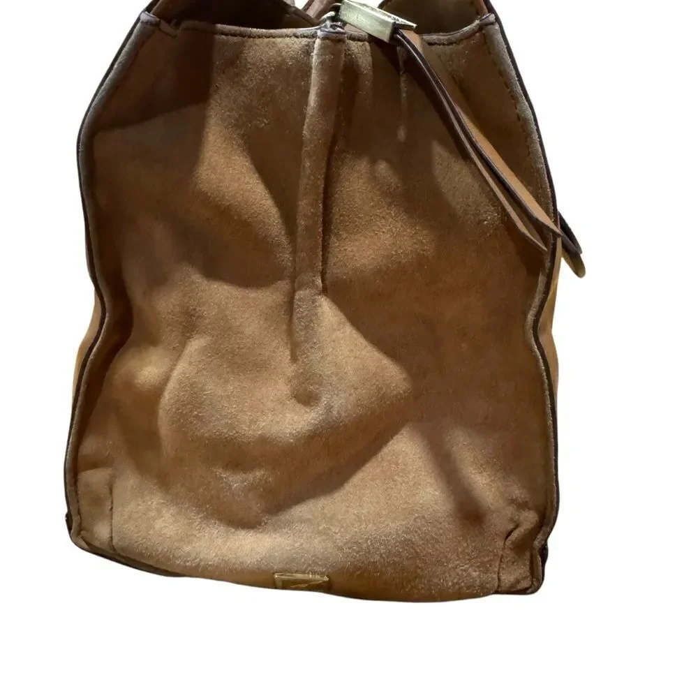 Revolve Brian Atwood Aniccola Brown Leather and Suede Satchel Handbag